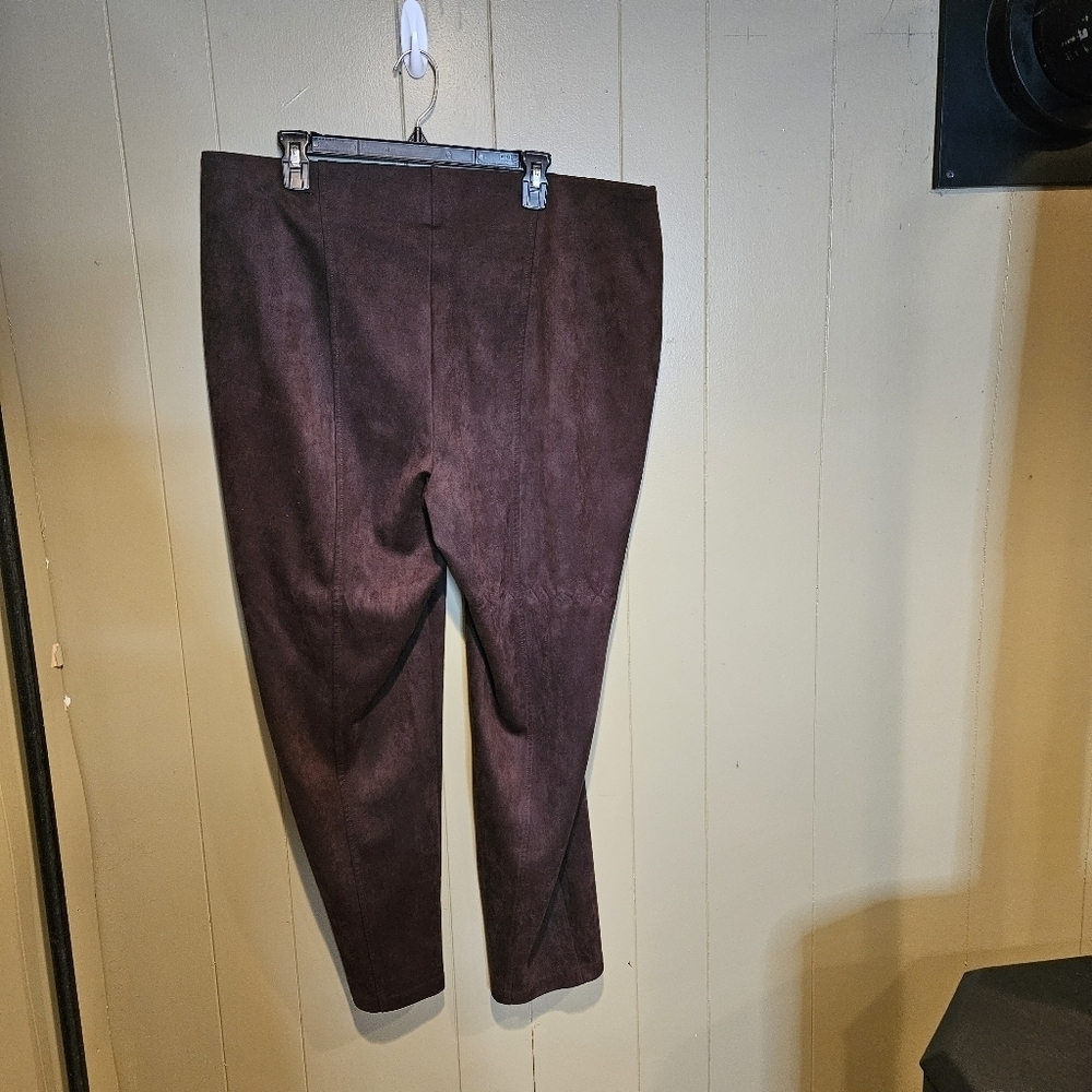 Rafaelle brownFaux Suede Pants, Pull-On, Straight-Leg, Stretch, Plus-Size- 20W - Picture 3 of 6
